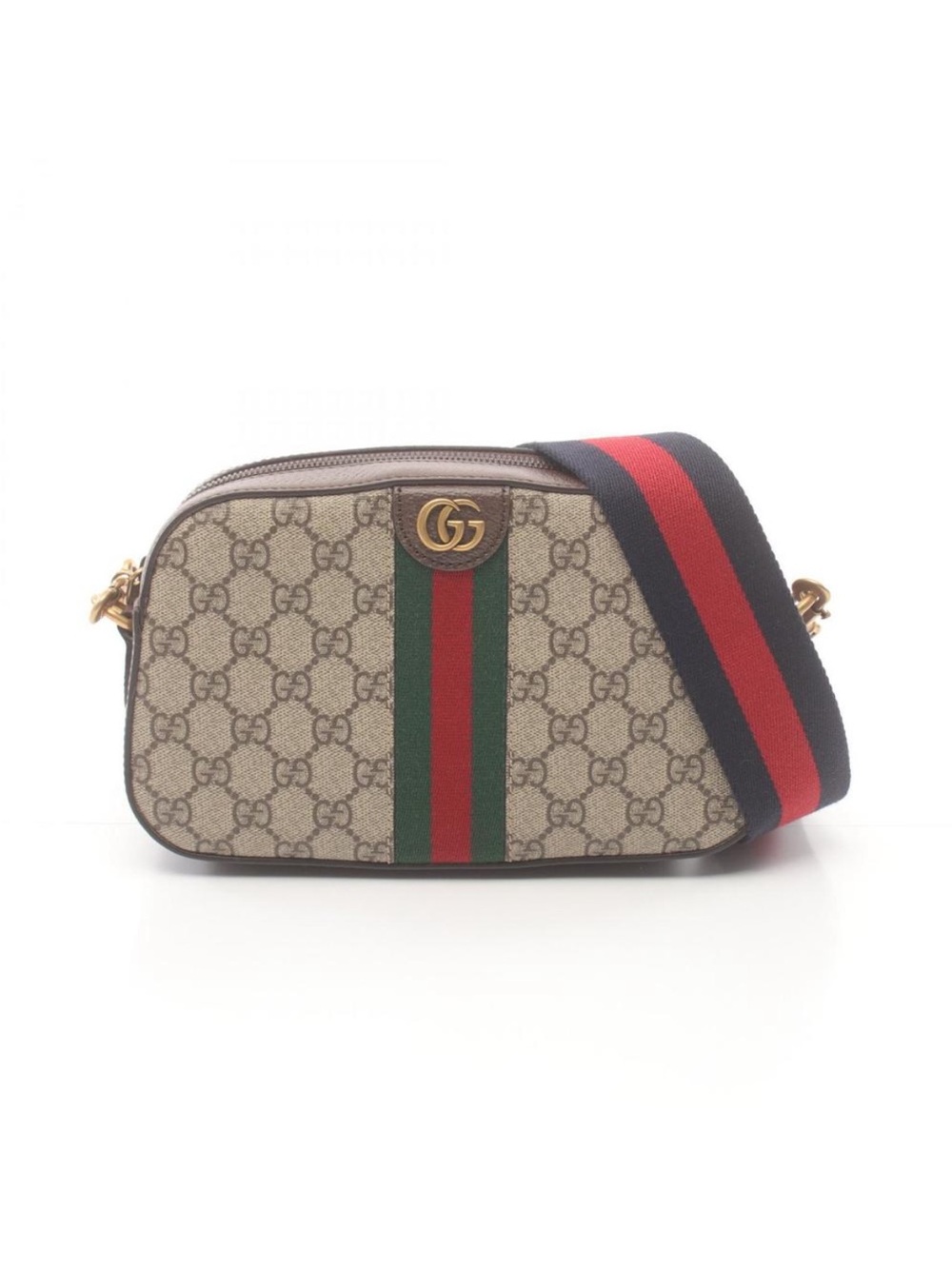 Gucci Beige GG Supreme Crossbody with Red & Green Web Stripe
